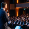 Speechwriter Assistant — Pro - javascapeai.com conference auditorium with a presentation screen.